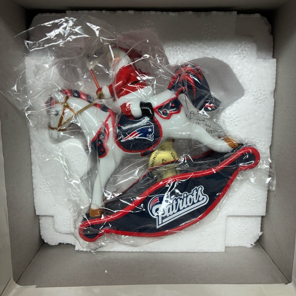 New England Patriots Santa Rocking Horse Ornament Vtg. New! - Picture 4 of 5
